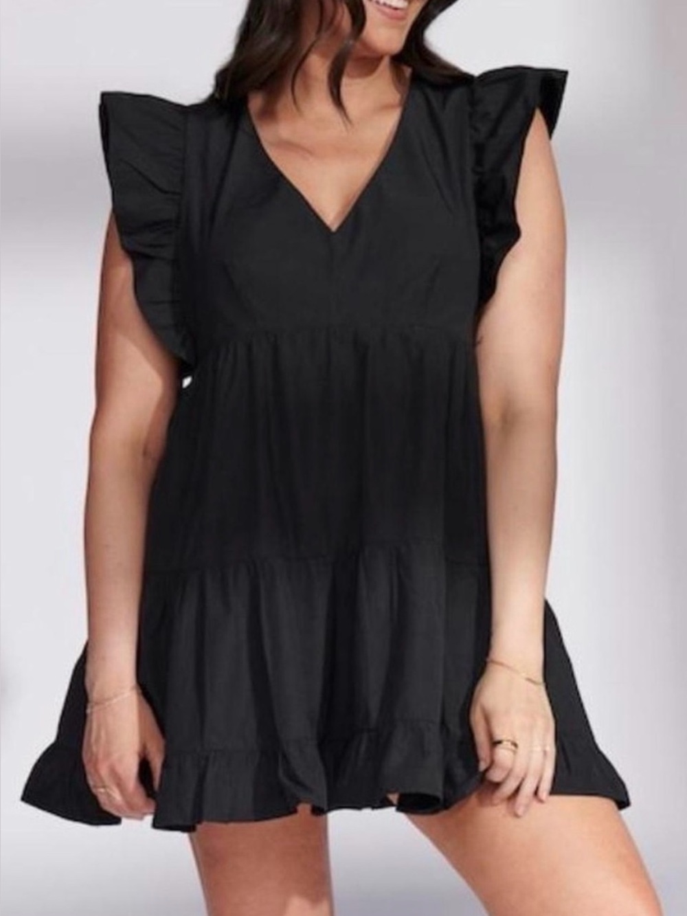 Abercrombie & Fitch Tiered Flutter Sleeve Black Dress size XXL